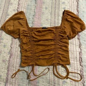 Forever 21 Ruched Crop Top With Drawstrings